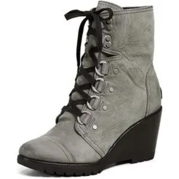 Sorel Gray Ankle Boots with Black Wedge - Picture 1 of 14
